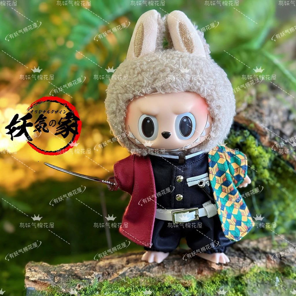 Only Clothes For 17cm V1 V2 V3 Labubu Clothes Outfit Accessories Anime Tanjiro Cute Clothes Set Replaceable Wear Clothes Outfit