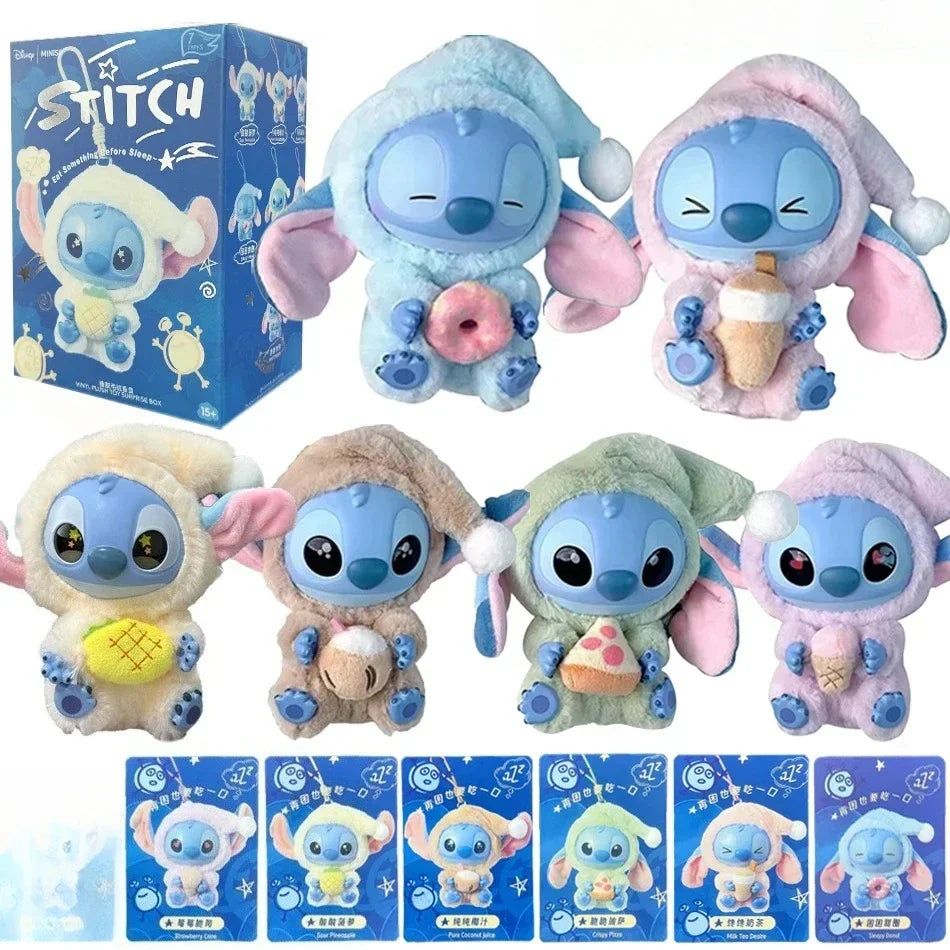 ~@ 2025 New Stitch Eat Some Thing Before Sleep Series Vinyl Blind Box Bag Pendant Cute Plush Doll Mystery Box Toy Surprise Gifts