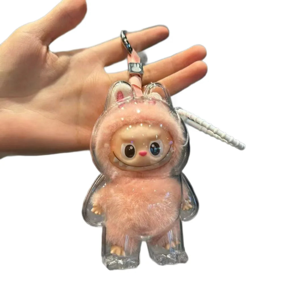 for Labubu 4.0 Transparent Protective Case Backpack, Dustproof Hard Cover with Strap for The Monsters Collection Display