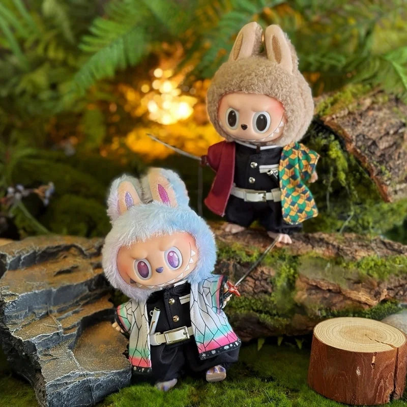 Only Clothes For 17cm V1 V2 V3 Labubu Clothes Outfit Accessories Anime Tanjiro Cute Clothes Set Replaceable Wear Clothes Outfit