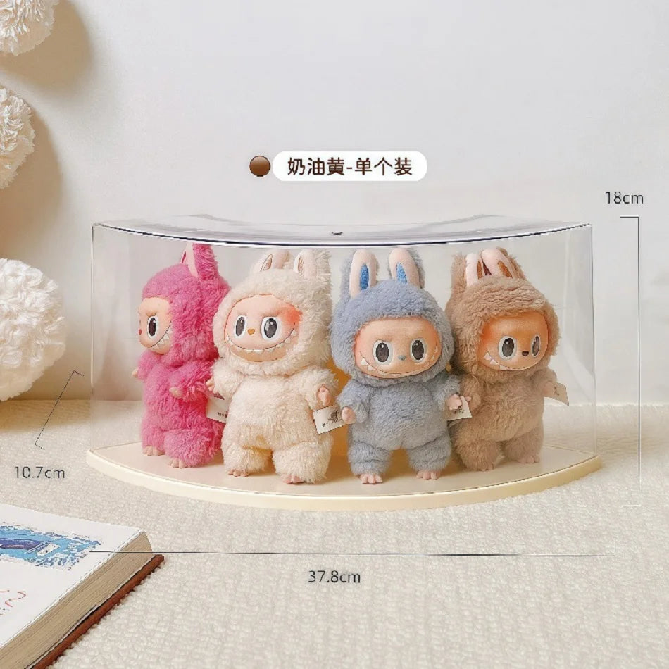 Labubu transparent display box single stackable canvas vinyl storage box figurine blind box storage rack