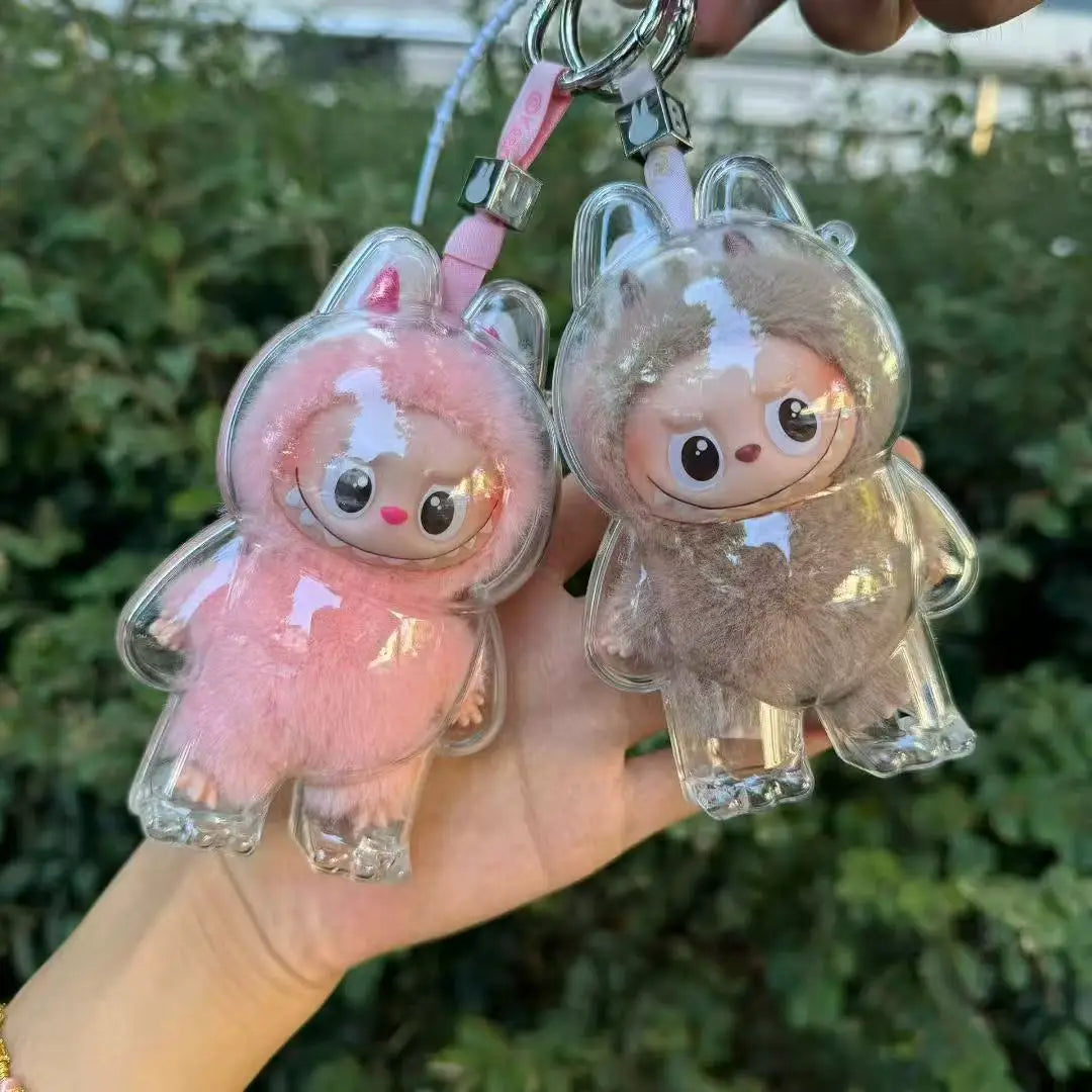 for Labubu 4.0 Transparent Protective Case Backpack, Dustproof Hard Cover with Strap for The Monsters Collection Display