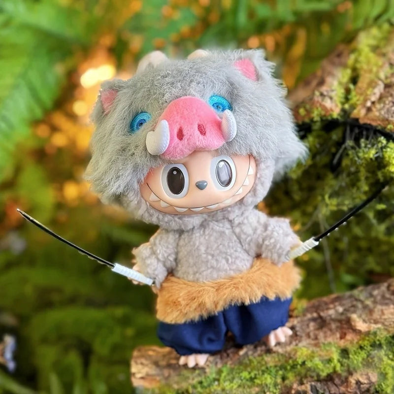 Only Clothes For 17cm V1 V2 V3 Labubu Clothes Outfit Accessories Anime Tanjiro Cute Clothes Set Replaceable Wear Clothes Outfit