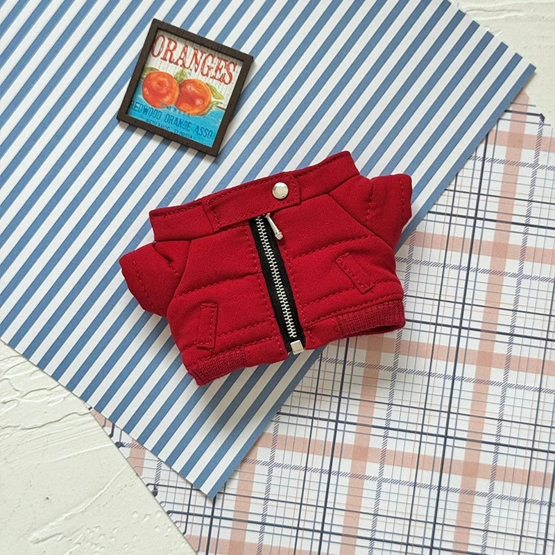 For 15 17cm Labubu Doll Winter Down Vest With Jeans Shoes Complete Outfit Clothes Down Jackets Laser Skiwear Fashion Clothing