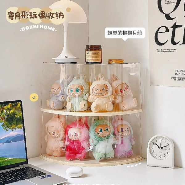 Labubu transparent display box single stackable canvas vinyl storage box figurine blind box storage rack