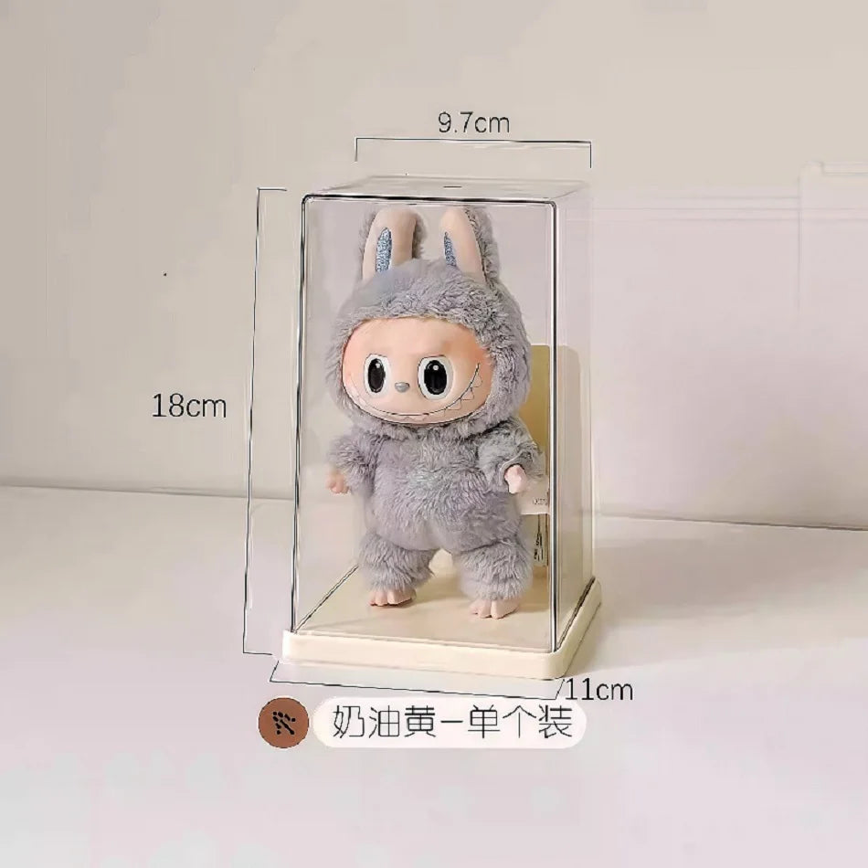 Labubu transparent display box single stackable canvas vinyl storage box figurine blind box storage rack